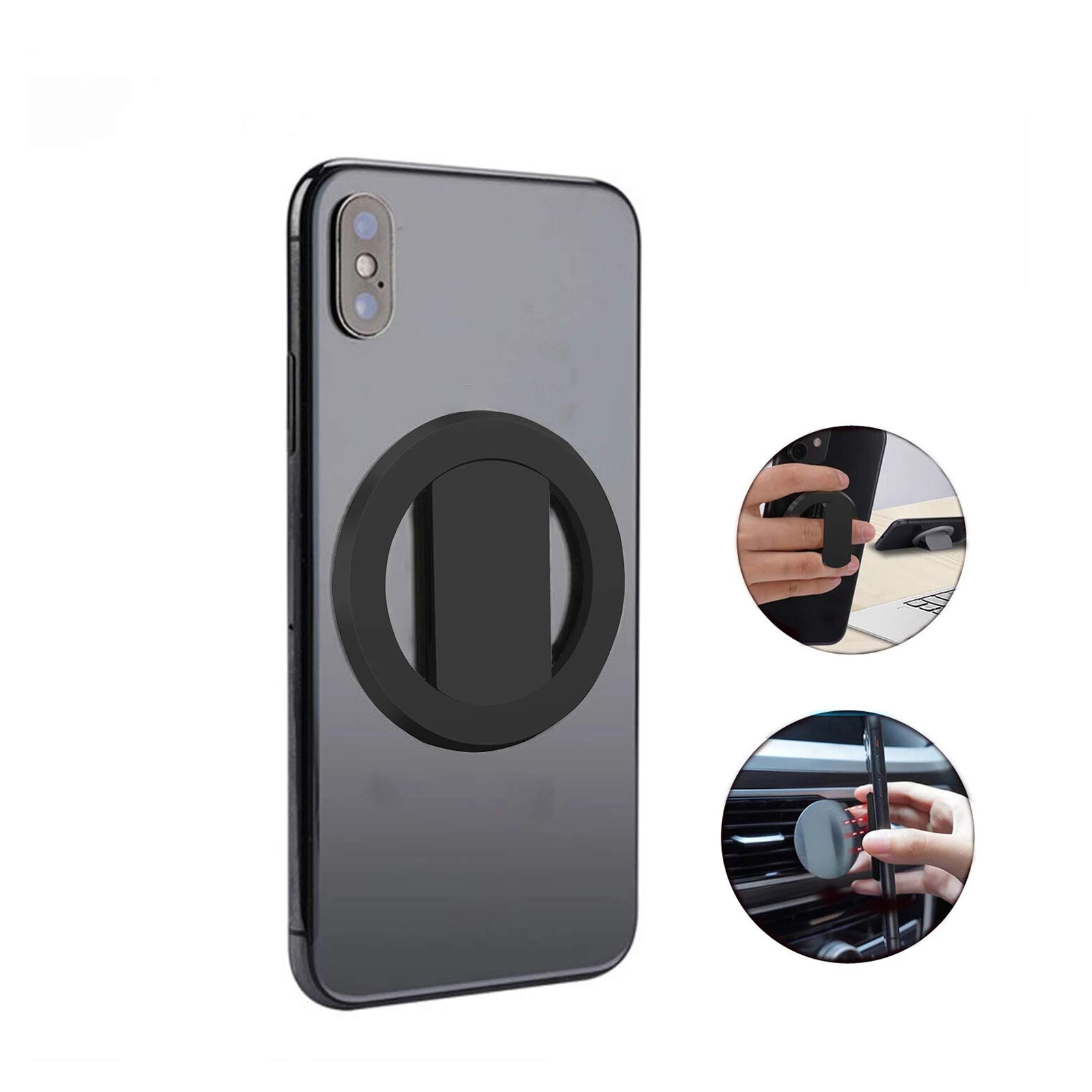 JUYOEOVLD Magnetic Car Phone Mount, Phone Holder with Metal Plate, Strong Magnetic Cellphone Ring Holder Bracket Compatible with iPhone 12 Pro/12/11/XS Max/XS/8/7 and More