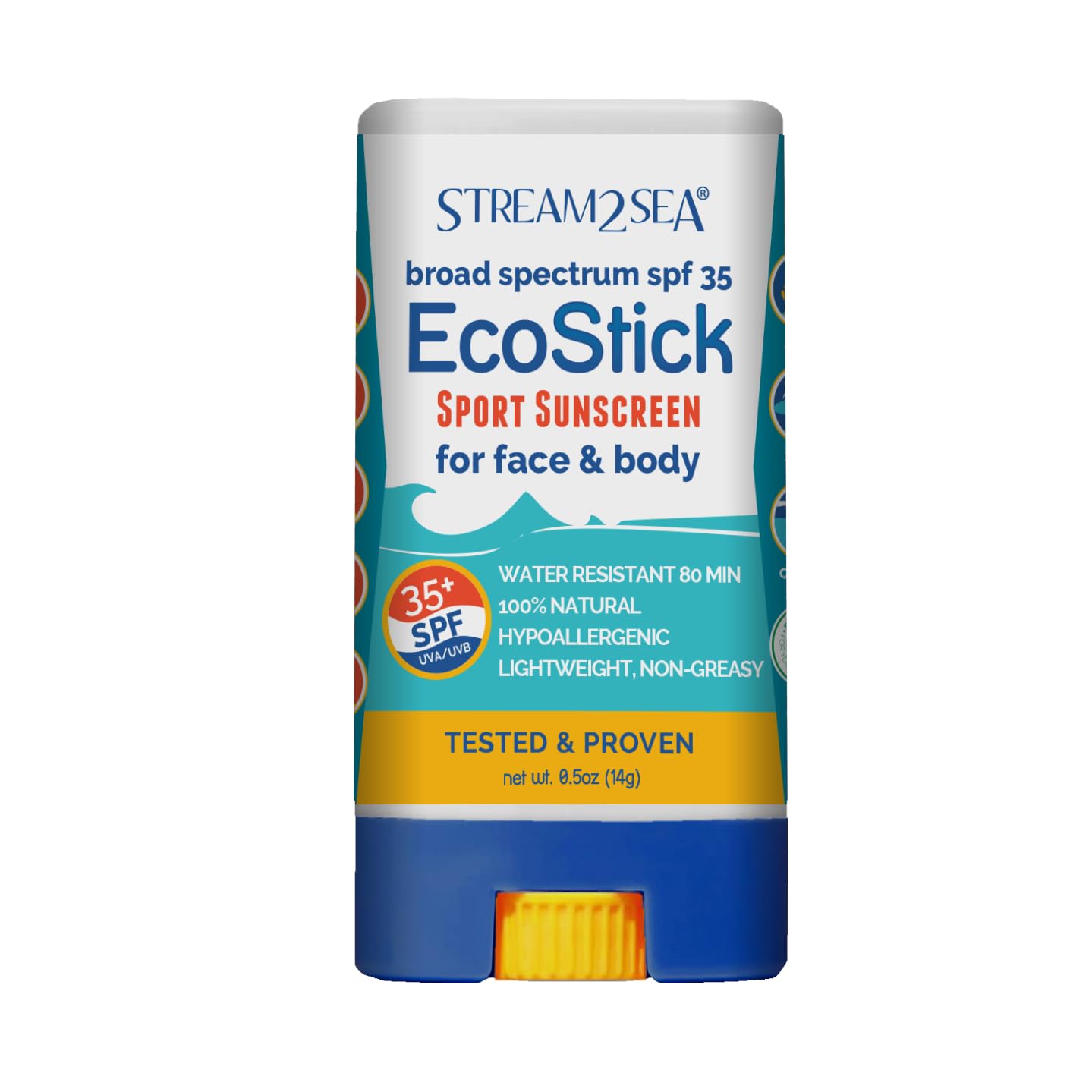 STREAM 2 SEA EcoStick SPF 35 Mineral Sunscreen Stick | Sweat & Water Resistant Sunblock | USDA Approved Biodegradable & Reef Safe Sunscreen Protection(EcoStick Sport)