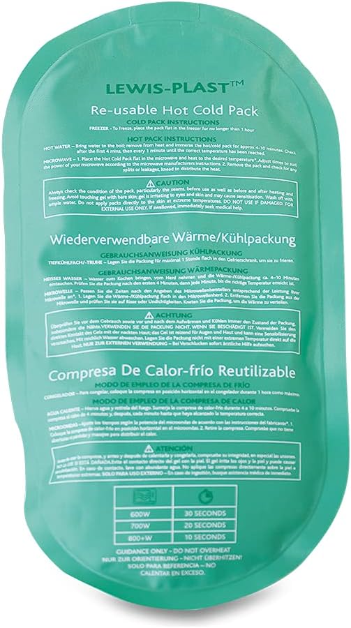 Lewis-Plast Hot Cold Reusable Gel Pack Compress Wrap Injury Knee Back Neck