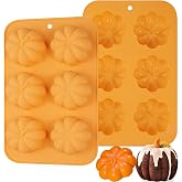 Webake Pumpkin Cake Mold Silicone 3D Pumpkin Cupcake Pan for Baking Dessert Mousse Mold Tray for Halloween Thanksgiving (2 PCS)