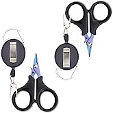 SNBBGT 2 Piece Fishing Scissors for Braided Line Fishing Line Cutter Saltwater and Freshwater Portable Braided Line Cutter Stainless Steel with Titanium Coating Fishing with Retractable Coil Lanyards