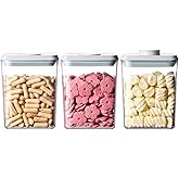 EQI Airtight Food Storage Containers,1.3Qt 3Pcs Pop Food Containers with Lids, Stackable One Button Opening Kitchen Pantry Organizers and Storage, BPA-Free Food Containers Set for Snacks Candy Spices
