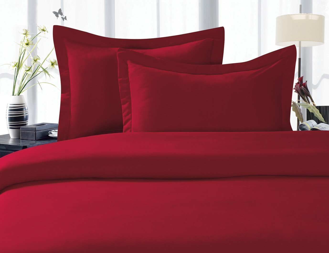 Elegant Comfort 1500 Premier Hotel Quality Super Soft Wrinkle Free 4 pc Sheet Set, Deep Pocket, Queen Burgundy Image Elegant Comfort 1500 Premier Hotel Quality Super Soft Wrinkle Free 4 pc Sheet Set, Deep Pocket, Queen Burgundy Image