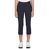 PGA Tour Womens 22” Pull-on Golf Capri Pants with Tummy Control, Performance Stretch, Moisture-Wicking, Sun Protection