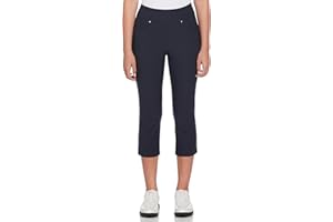 PGA TOUR Womens 22” Pull-on Golf Capri Pants with Tummy Control, Performance Stretch, Moisture-Wicking, Sun Protection