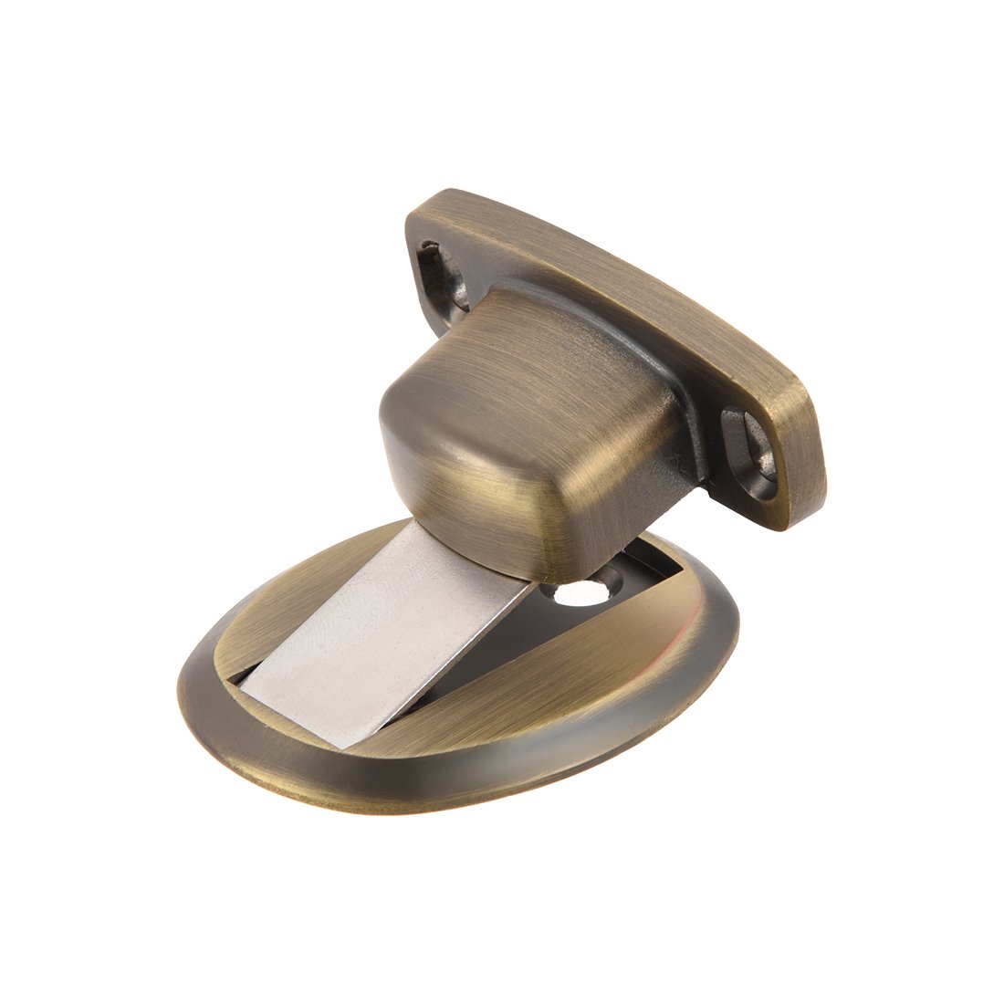 sourcing map Floor Door Magnetic Stop Zinc Alloy Doorstop Holder Stopper with Screws Bronze Tone