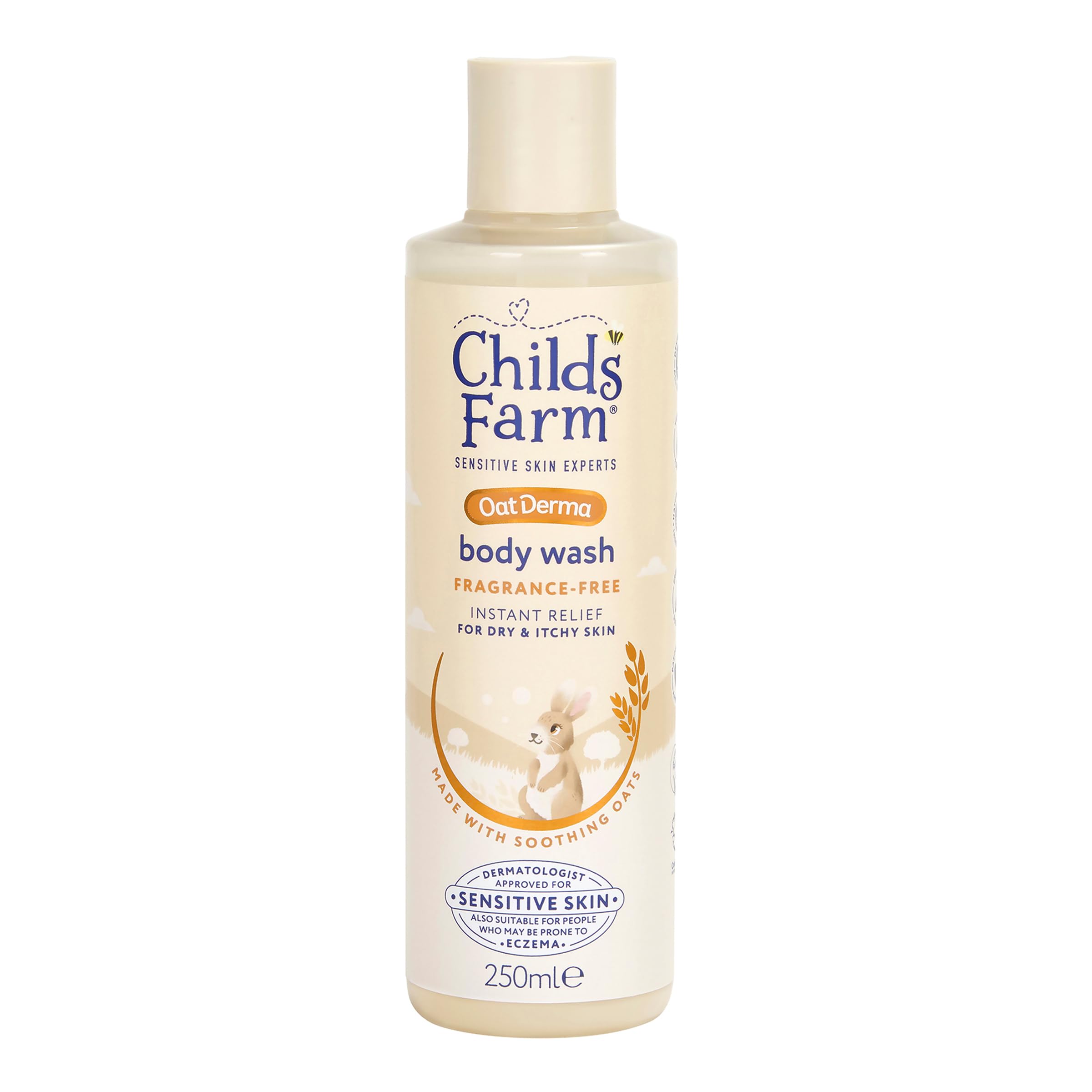 Childs Farm OatDerma Body Wash, Fragrance Free, Soothing Face Bath Shower Gel, Sensitive Skin Soap, Baby Kids, 250ml