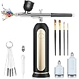 Airbrush Kit Rechargeable Cordless with Compressor - Portable Handheld Auto Airbrush Gun Set for Makeup Painting Cake Decor Nail Art Barbers Model Coloring(Black)