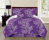 Ace 6-piece Reversible Soft Purple Tree Branches Comforter Set (Queen Size)