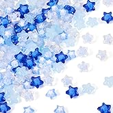Magibeads 150Pcs Star Transparent Acrylic Beads Mix 5 Styles Star Acrylic Beads Blue Colors Shaped Cute Bead for Jewelry Making DIY Necklace Bracelet Earring Keychain Bead