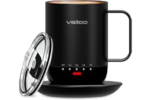 VSITOO S3 Pro 14 oz Smart Mug – Self Warming Electric Cup, Heated Coffee Mug with App & Button Control, Ideal for Hot Beverage at Home, Office or Travel （Black）