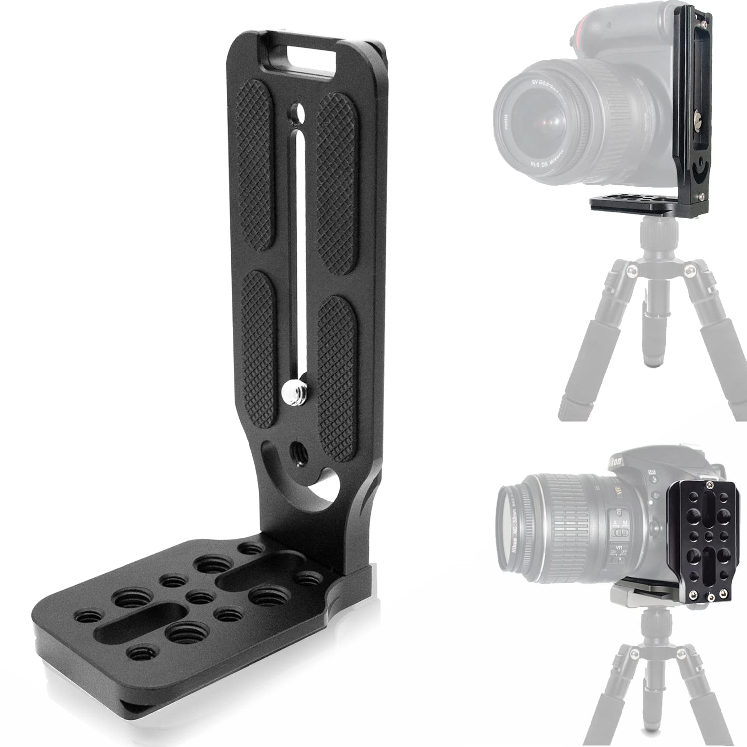 HAFOKO L Bracket Vertical Plate Mount for Gimbal Stabilizer 1/4'' 3/8'', DSLR Camera on Video Tripod Monopod/3-Axis Handheld Gimbal Stabilizer for Live Stream/Instagram iSteady YouTube Short Video