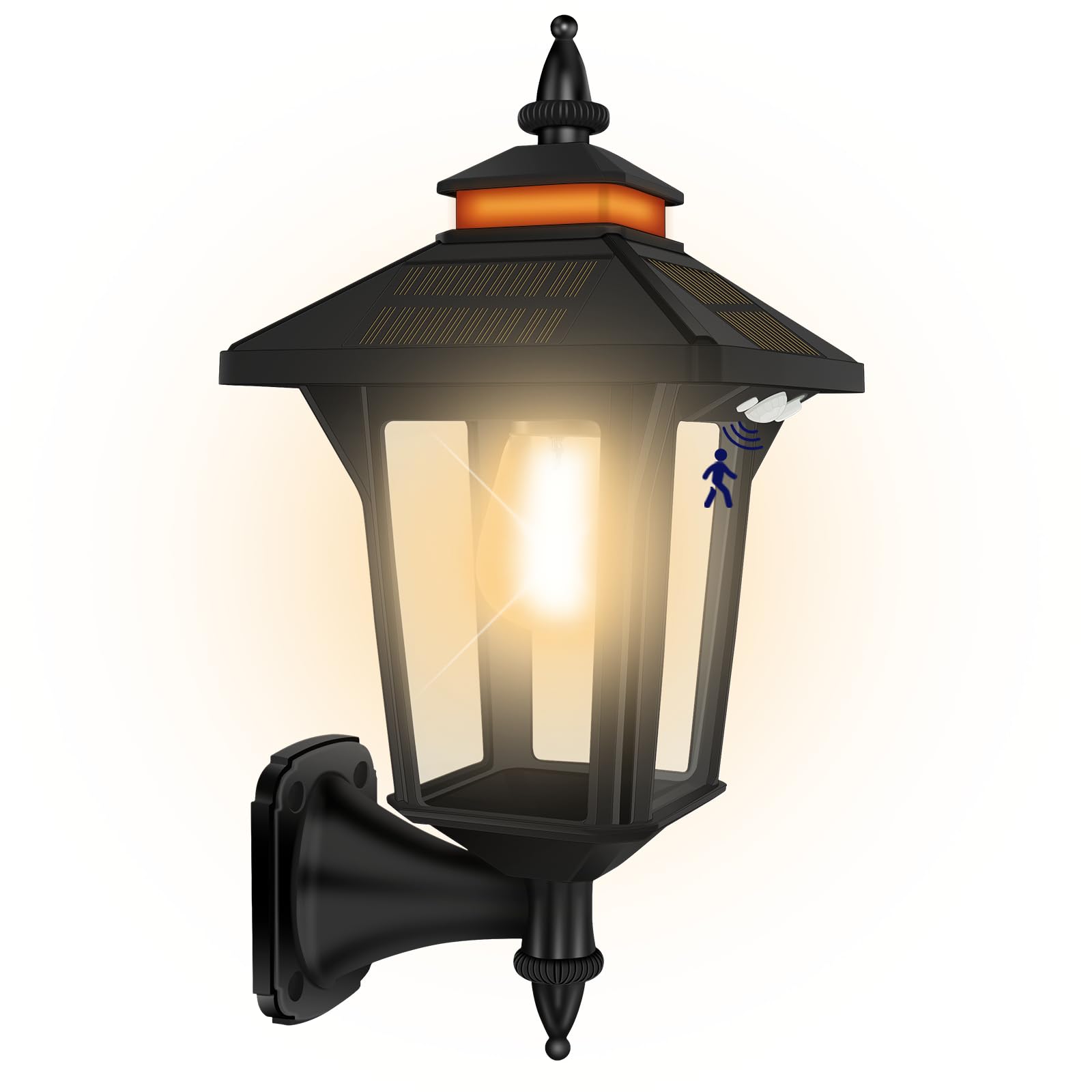 Modern Solar Wall Sconce Lights with 3 Modes & Motion Sensor, Outdoor Waterproof Smart Lanterns for Barn Shed Yard Garage Chicken Coop