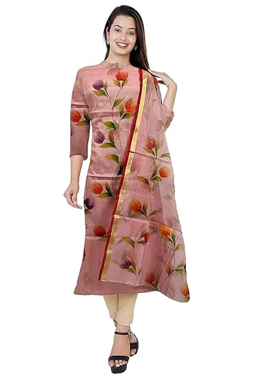 Nikhilam Hand Brush Painted Cotton Suit Dress Material for Womens (Multicoloured)