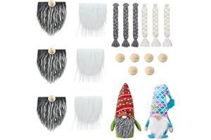 Gnome Beards for Crafting, 18 Pieces Pre-Cut Christmas Gnome Beards and Noses and Gnome Braids for Crafts Christmas Valentine