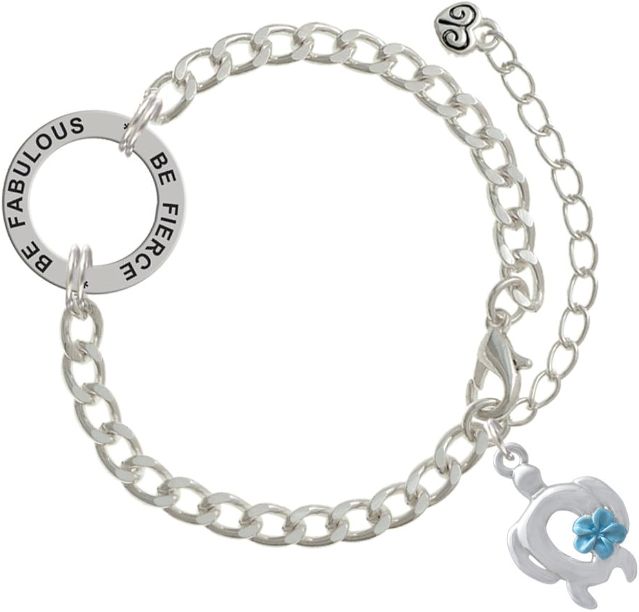 Open Sea Turtle with Blue Plumeria Be Fierce Be Fabulous