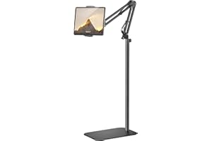 Tablet Floor Stand, 360-Degree Rotatable Metal Tablet Holder Stand, Adjustable Height and Angle iPad Stand,Universal Tablet H