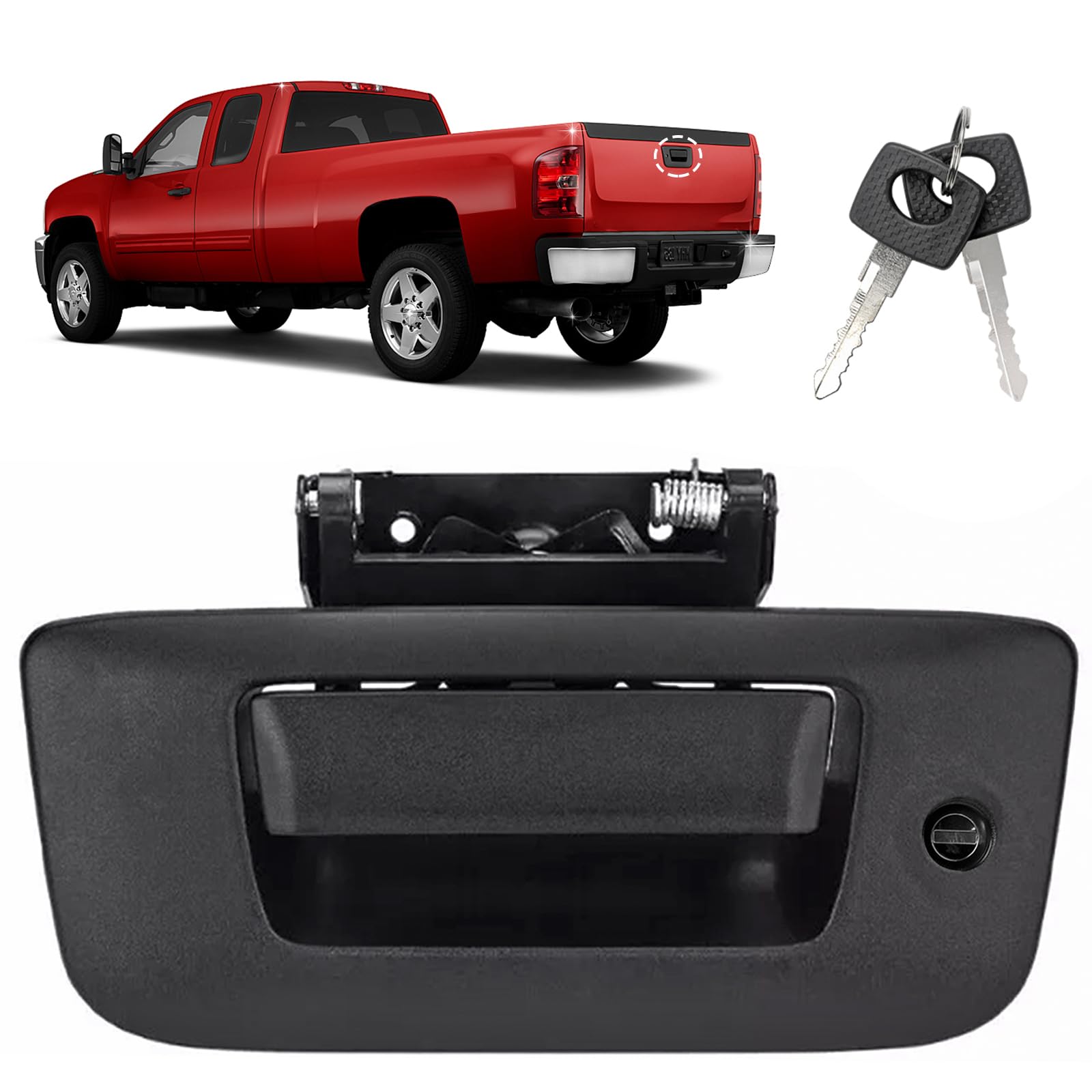 Photo 1 of Dtomi Tailgate Handle, Rear Locking Tailgate Latch Handle Compatible with GMC Chevy Vehicle Silverado Sierra 1500 2007-2013, Sierra Silverado 2500 HD 3500 HD 2007-2014 Replace# 22755305, 17802393
