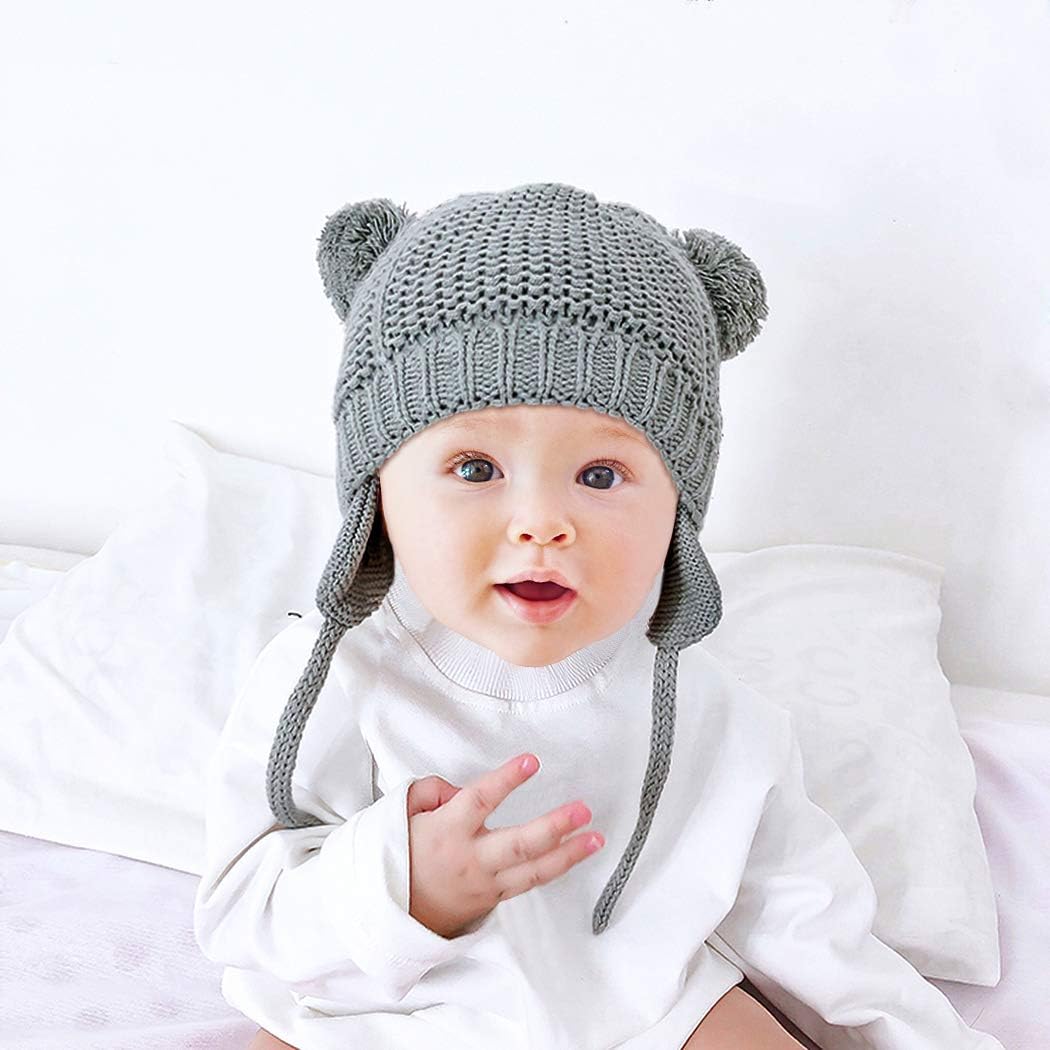 baby girl winter hat with pom pom