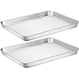 Baking Sheet Cookie Sheet Set of 2, Umite Chef Stainless Steel Baking Pans Tray Professional 16 x 12 x 1 inch, Non Toxic & He