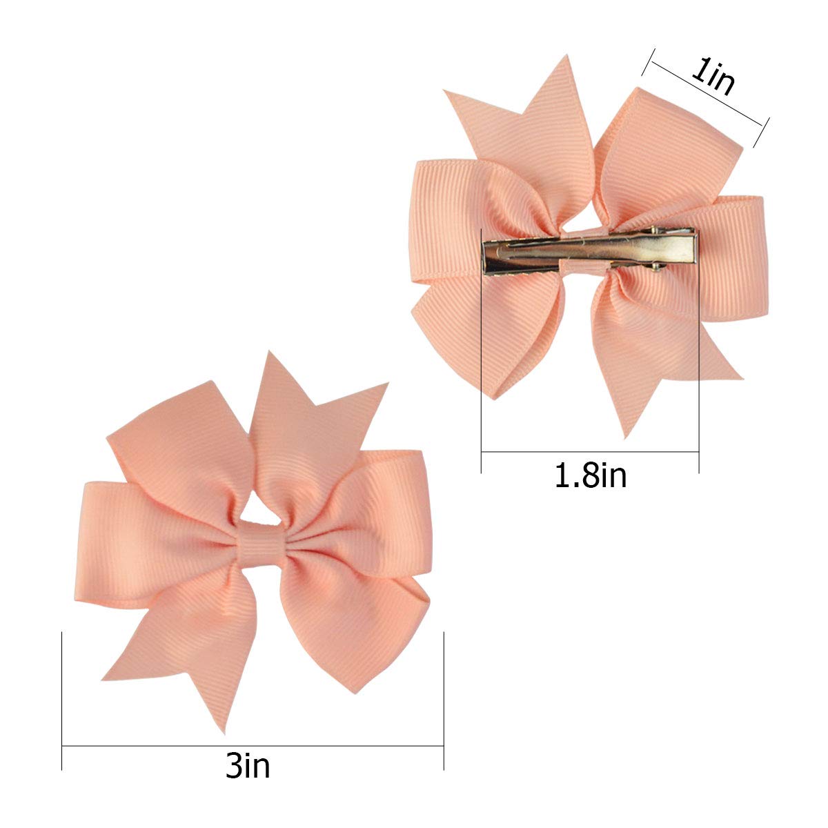 20 pcs 3 inch Hair Bows, baotongle Boutique Hair Bows Girls Kids Alligator Clip Grosgrain Ribbon Hair Clips for Baby Girls Teens Toddlers Friends