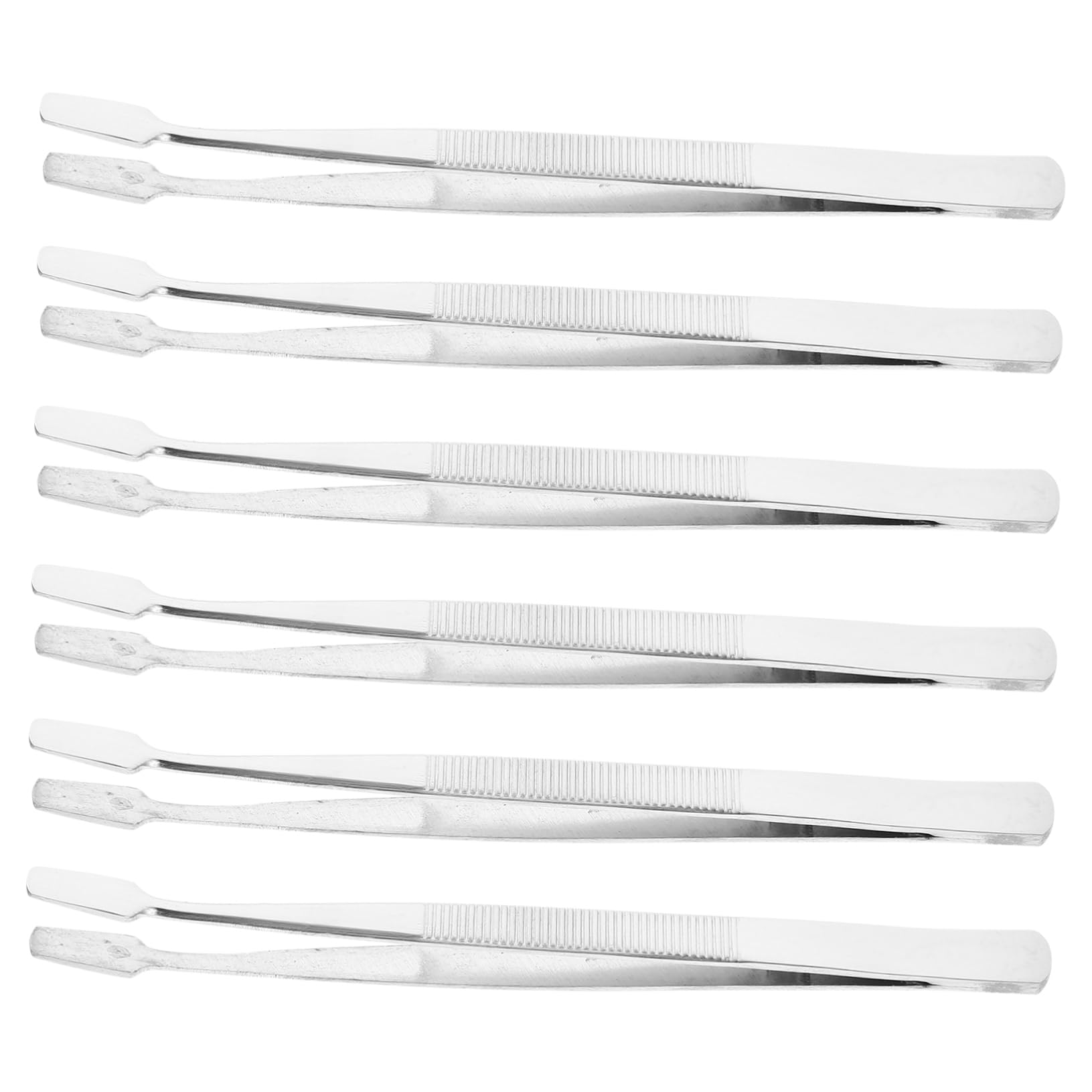 6pcs Precision Tweezers Flat Wide Tip Stamp Tweezers Stamps Documents Photo Development Collectibles