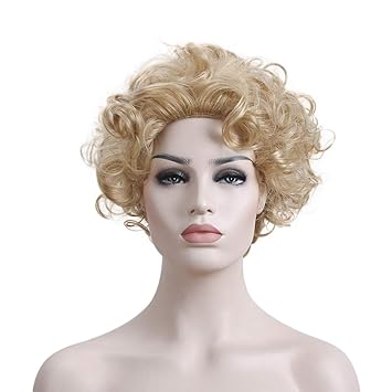 Amazon Com Fashion Wig Gold Curly Hair Chemical Fiber Wig Short