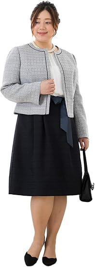 Sourire スーリール 入学式 スーツ ママ 大きいサイズ レディース フォーマル シャドーボーダーコンビ ワンピース 付き テーラー ジャケット ノーカラージャケット ３点セット パンツスーツ 通販 Amazon