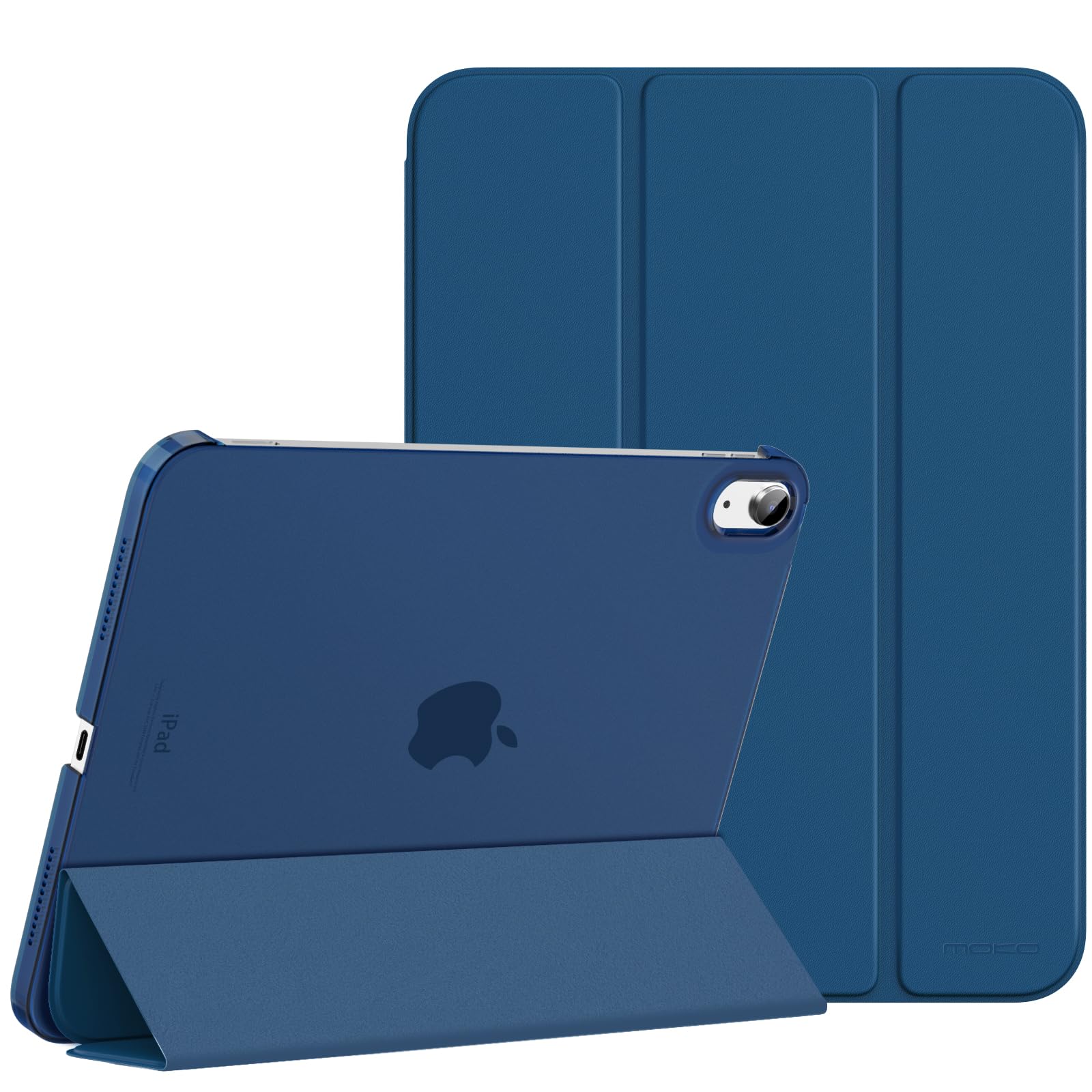MoKo for iPad (A16) 11th Generation Case 11 Inch 2025, iPad 10th Generation Case 10.9 Inch 2022, Slim Stand Hard PC Translucent Back Shell Smart Cover, Support Touch ID, Auto Wake/Sleep, Dark Sea Blue