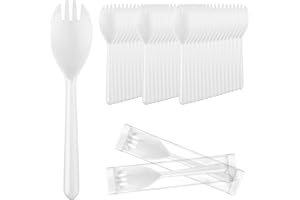 EUSOAR Individually Wrapped Disposable Sporks, 50pcs 5.5"x1.2" Plastic Sporks, Heavy Duty Heavyweight Disposable Utensils Sil