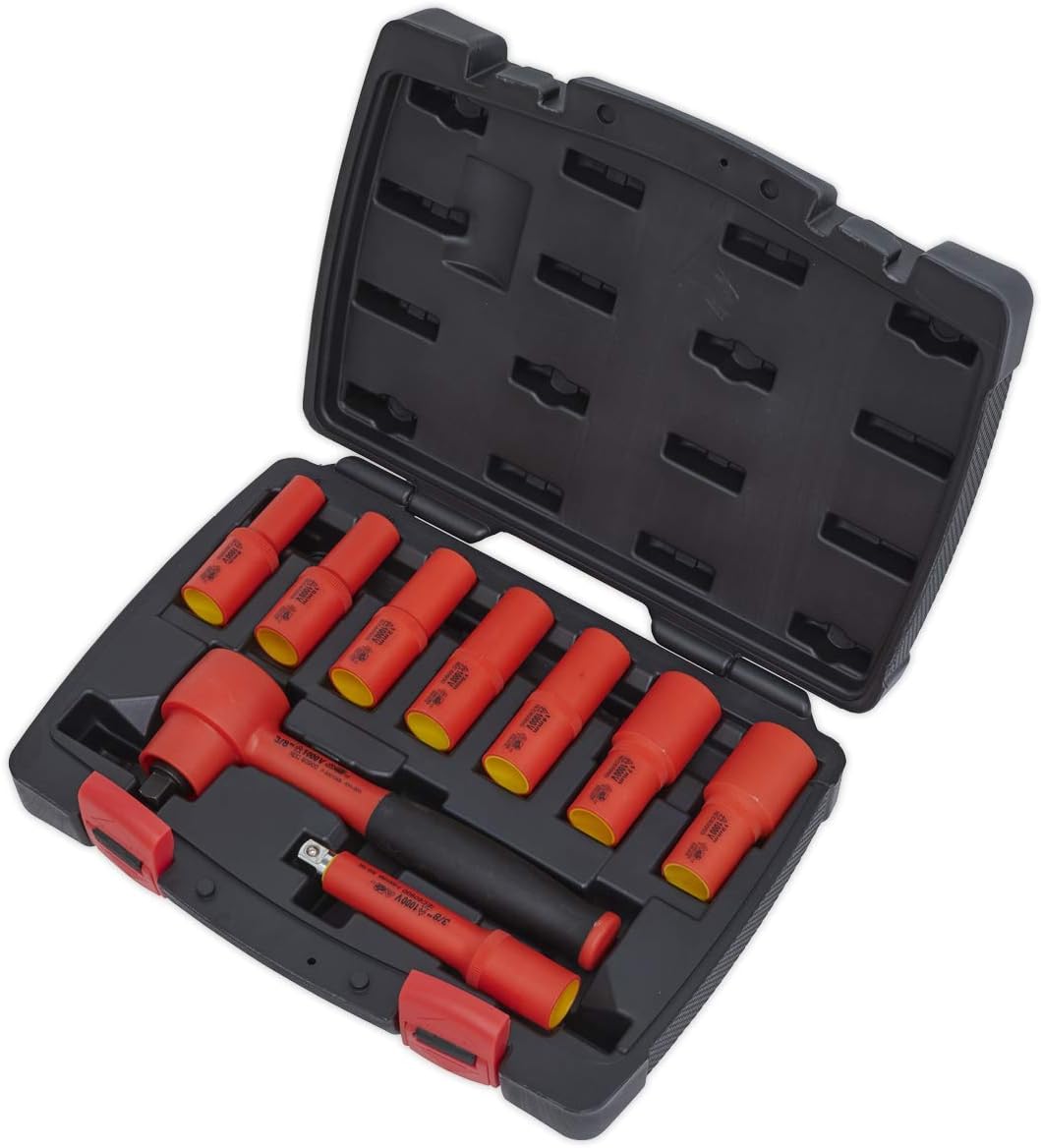 Sealey Ak7942 Insulated Socket Set 9Pc 3/8In Sq Dr 6Pt Walldrive Vde Approved, Multicoloured, 3/8" - Image 3