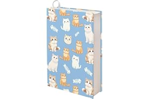 Gomyblomy Stretchable Book Cover Cute Cats Print Book Protector Fits Most Hardcover Textbooks up to 9 x 11 Inches, Washable Book Sleeve Book Covers for Book Lovers Girls