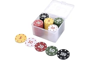 VOVCIG Poker Chips 100PCS Plastic Poker Chips Set 5 Colors with Box for Home Game Poker Nights Party Card Club or Late Night 