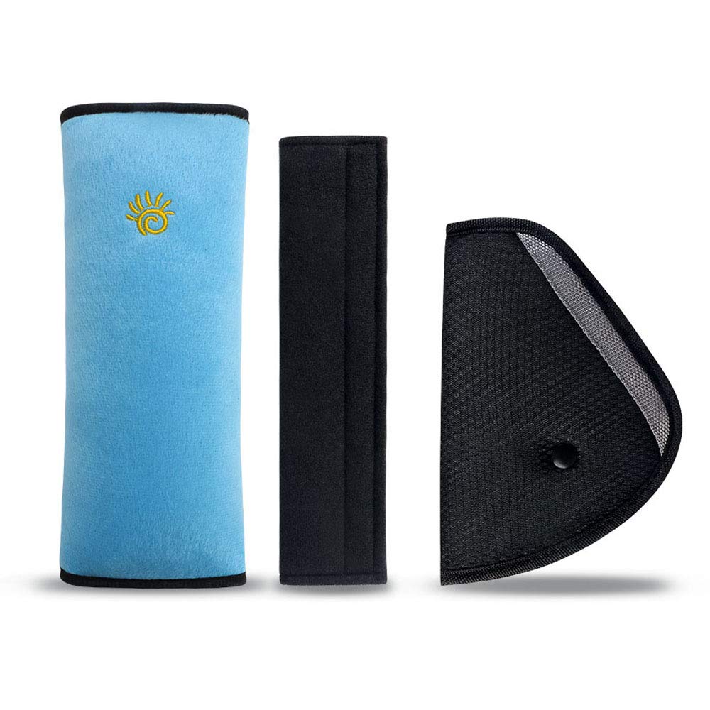 URAQT Car Seat Belt Pad, Seatbelt Pillow with Kids Seatbelt Adjuster, 3pcs/Set Comfortable Car Seat Belt Cover Shoulder Pads for Kids and Adults