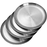 CAMBUY Stainless Steel Plates 10 inch Metal Lightweight Unbreakable Dinner Dishes Plates Set Non-Toxin Dishwasher Safe BPA Fr