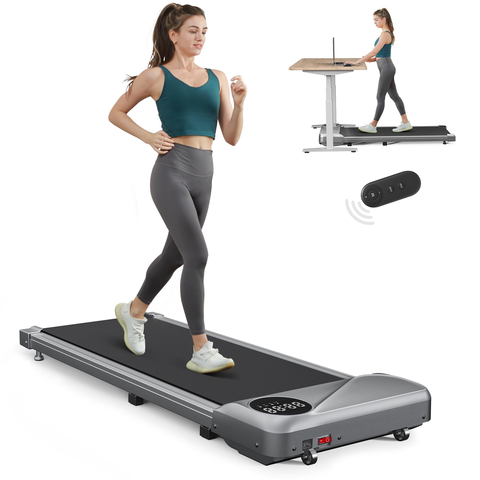 thumbnail image 2 of Under Desk Treadmill, Incline Walking Pad Treadmill 330lbs Capacity, 2.5HP Portable Treadmills For Home 2 of 12