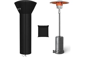 SIRUITON Patio Heater Covers with Zipper and Air Vent,Waterproof Outdoor Heater Cover, Dustproof,Wind-Resistant,UV-Resistant,Snow-Resistant,（87" Height x 33" Dome x 19" Base, 420D Black）