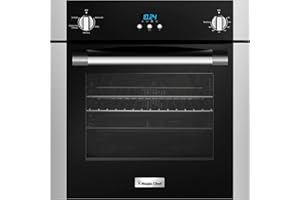 Magic Chef 24-Inch Built-In Electric Single Wall Oven, Stainless Steel, 2.2 Cu. Ft. - Kitchen Appliance with Programmable Convection, 4 Cooking Modes, Broiler Pan and Defrost Function