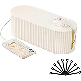 FABROK Cable Management Box, Plastic Cord Hider Box, Small, White | Cord Organizer, Power Strips Cover Box, For Surge Protectors, Chargers, TV Computer Wires Cable Hide, For Home, Office, Desk