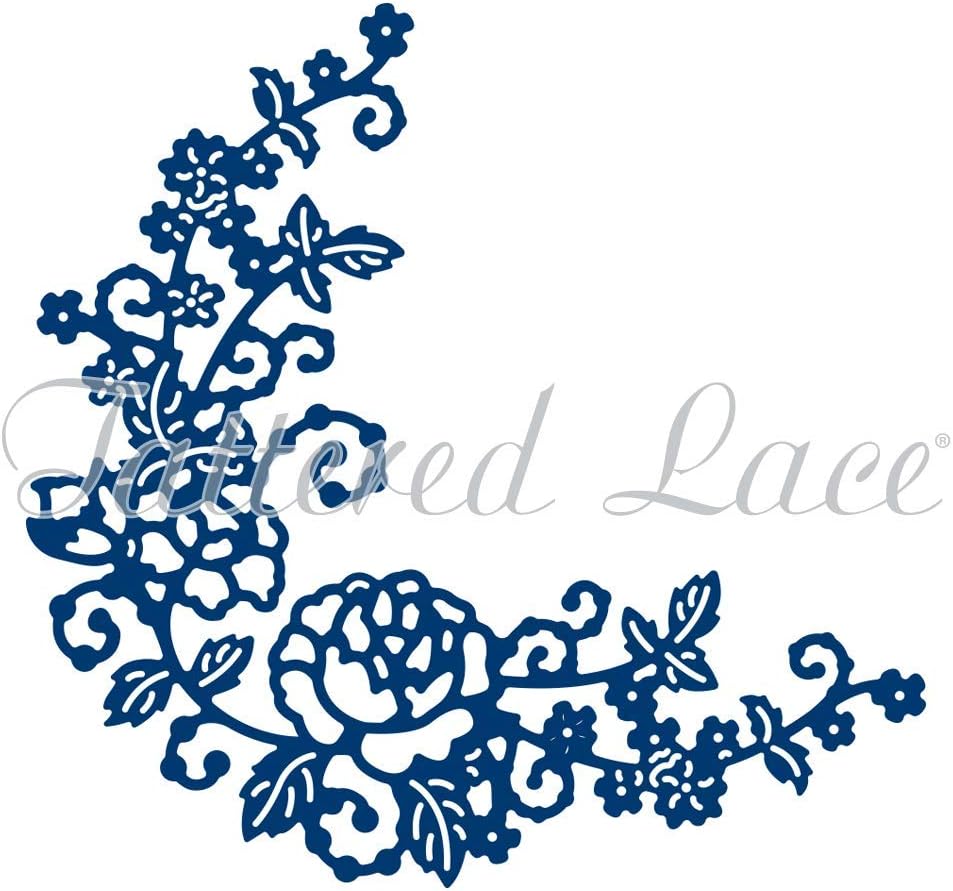 Tattered Lace Die ~ Delicate Rose Corner, 3.19" x 3.11" TTLD1333