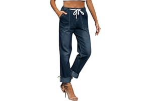 YUTANRAL Womens Jeans Fashion Casual High Waisted Denim Pants with Pockets Fall Trendy Baggy Pull on Jeans Judy Blue Jogger