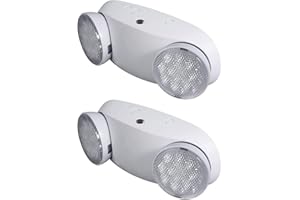 OSTEK LED Emergency Light with Adjustable Floodlight Heads, 90-Min Backup Battery, Fire-Resistant, 120-277V, UL 94V-0 Rated, for Business Use (2pack)