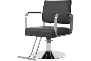 Marsyyds Barber Salon Chair, 360° Rotatable Adjustable Beauty Spa Hair Styling Salon Chair 440lbs Multi-Function Barber Chair w/Footrest &PU Cushion for Hair Salons & Barber Shops (Black + Silver)