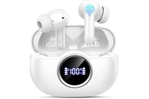 RINSMOLA Wireless Earbuds, 2025 Bluetooth 5.4 Headphones Deep Bass Stereo Ear Buds, 4 ENC Noise Cancelling Mic 36Hrs USB-C in-Ear Earphones IP7 Waterproof Sport Workout for Laptop Pad Android iOS Phone, White