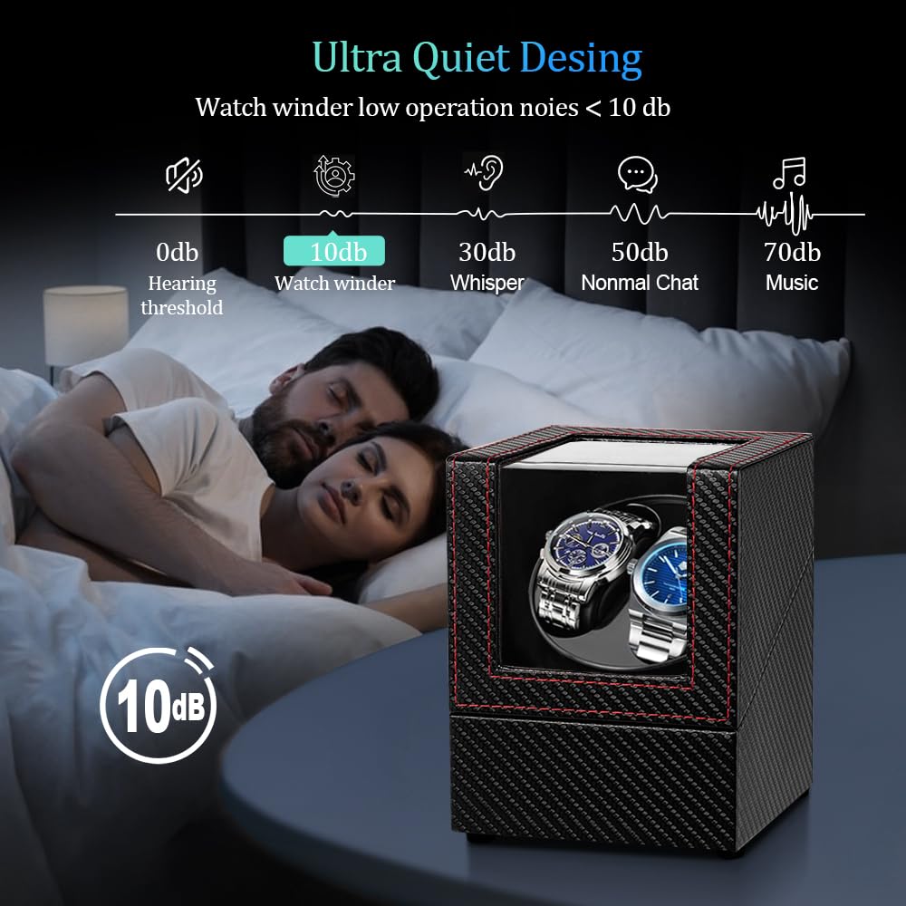Watch Winder for Automatic Watches,Automatic Watch Winder Box,Double Watch Winder with Quiet Japanese Motor,USB Type C