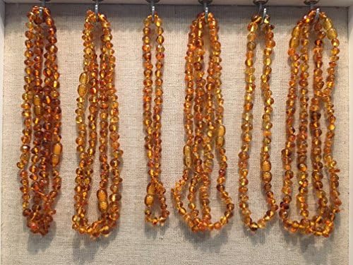 10 Baltic Amber Necklace wholesale lot bulk TEN Necklaces Maximum Effective Baltic Amber Teething Necklace Honey Infant Baby Babies Toddler Bub Fever Drooling Inflamation Colic Reflux Eczema Aches and Pains Diaper Rash Growing Pains Cold Symptoms Round Oval Design Therapeutic Holistic Natural Organic GERD Reflux Colic fever Brown Yellow