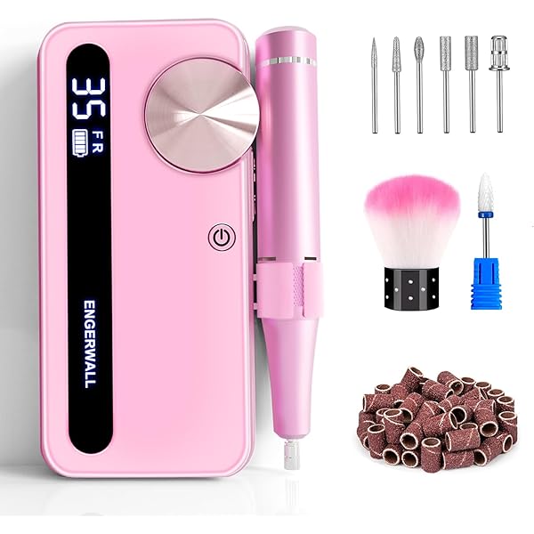 Nail Drill Set ネイルマシン ピンク Amazon.com: Professional Electric Nail Drill File,Cordless