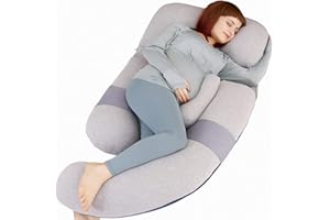 MOON PINE 60 inch Pregnancy Pillow, Detachable U Shape Full Body Pillow for Maternity Support, Sleeping Pillow for Pregnant Women (Grey&Blue-Velvet&Jersey)