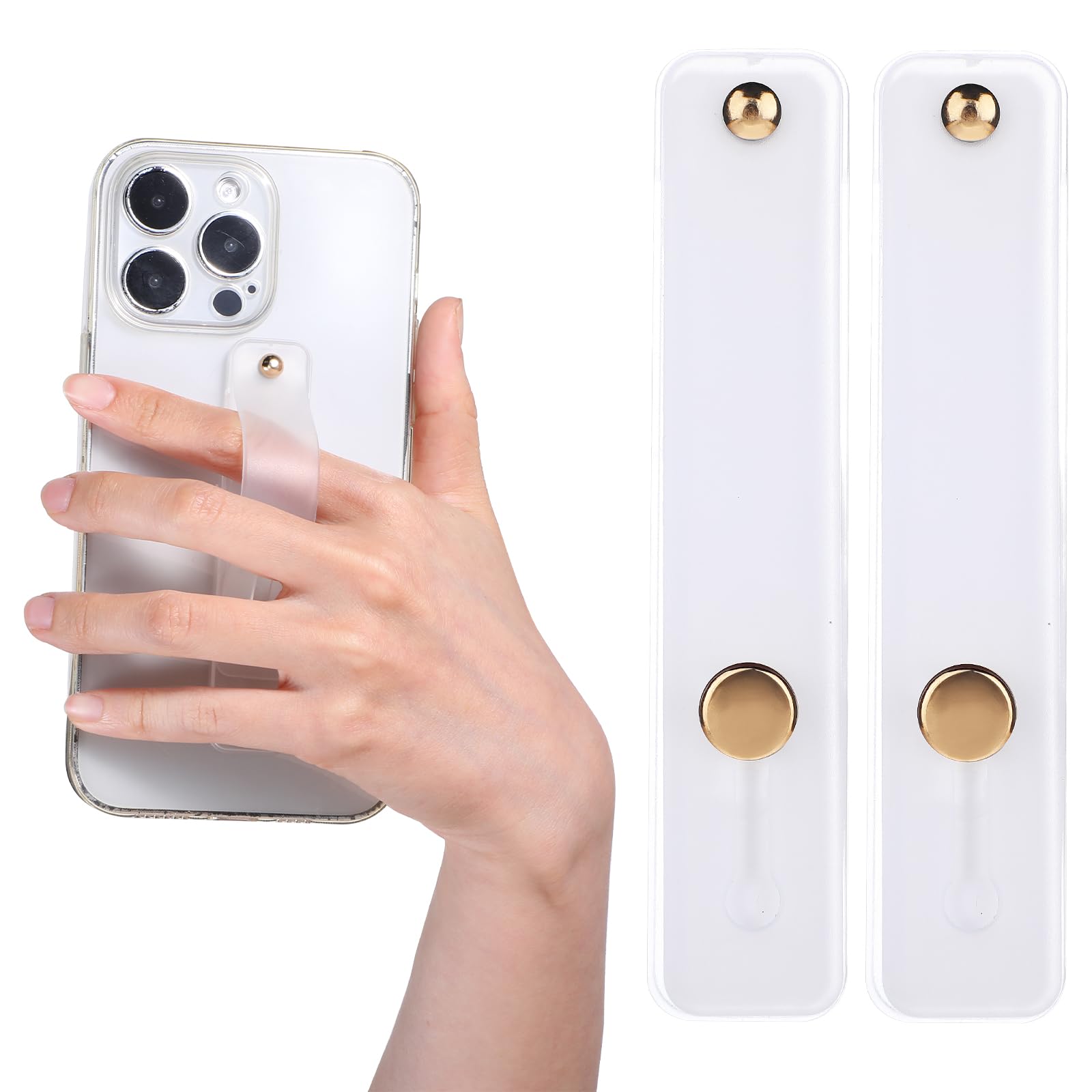 Photo 1 of Ymapinc 2Pcs Phone Case Holder Strap, Phone Loops for Back of Phone White Silicone Kickstand Cell Phone Strap Grip Holder for Most Mobile Phones and Cell Phone Case