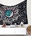 Popular Handicrafts Sun Moon Bohemian Psychedelic Intricate Floral Design Indian Bedspread Magical Thinking Tapestry 54x82 Inches,(140x210cms) Black Turquish